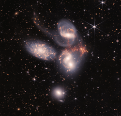 Stephans Quintet NIRCam and MIRI Composite Image